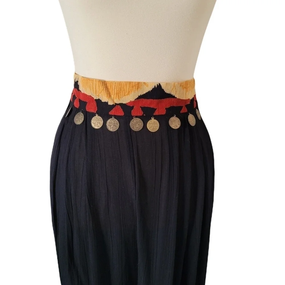 Vintage 80s Abstract Print Gauze Jacket and Wide Leg‎ Coin Detail Pant Set - Picture 8 of 9